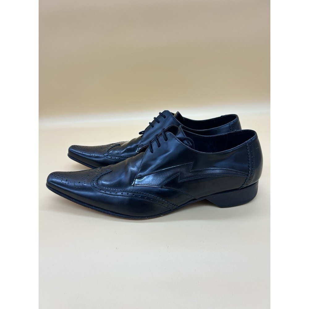 Jeffery West Black Line Pino Pointed Toe Wingtip Derby Brogue Shoes Size 10 Men - Picture 3 of 9